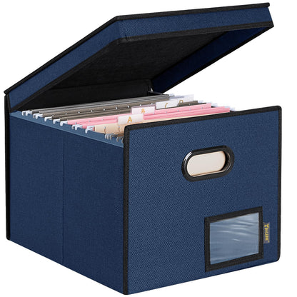 BALEINE File Organizer Box with Lid, Collapsible Hanging File Storage Box