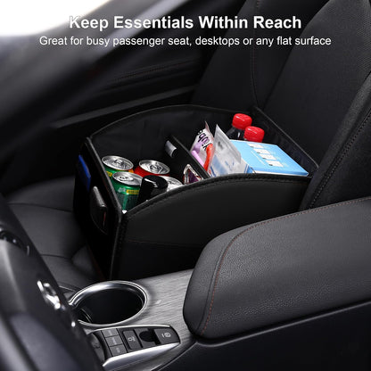 Car Storage Organizer, Leather Front & Back Seat Caddy Black