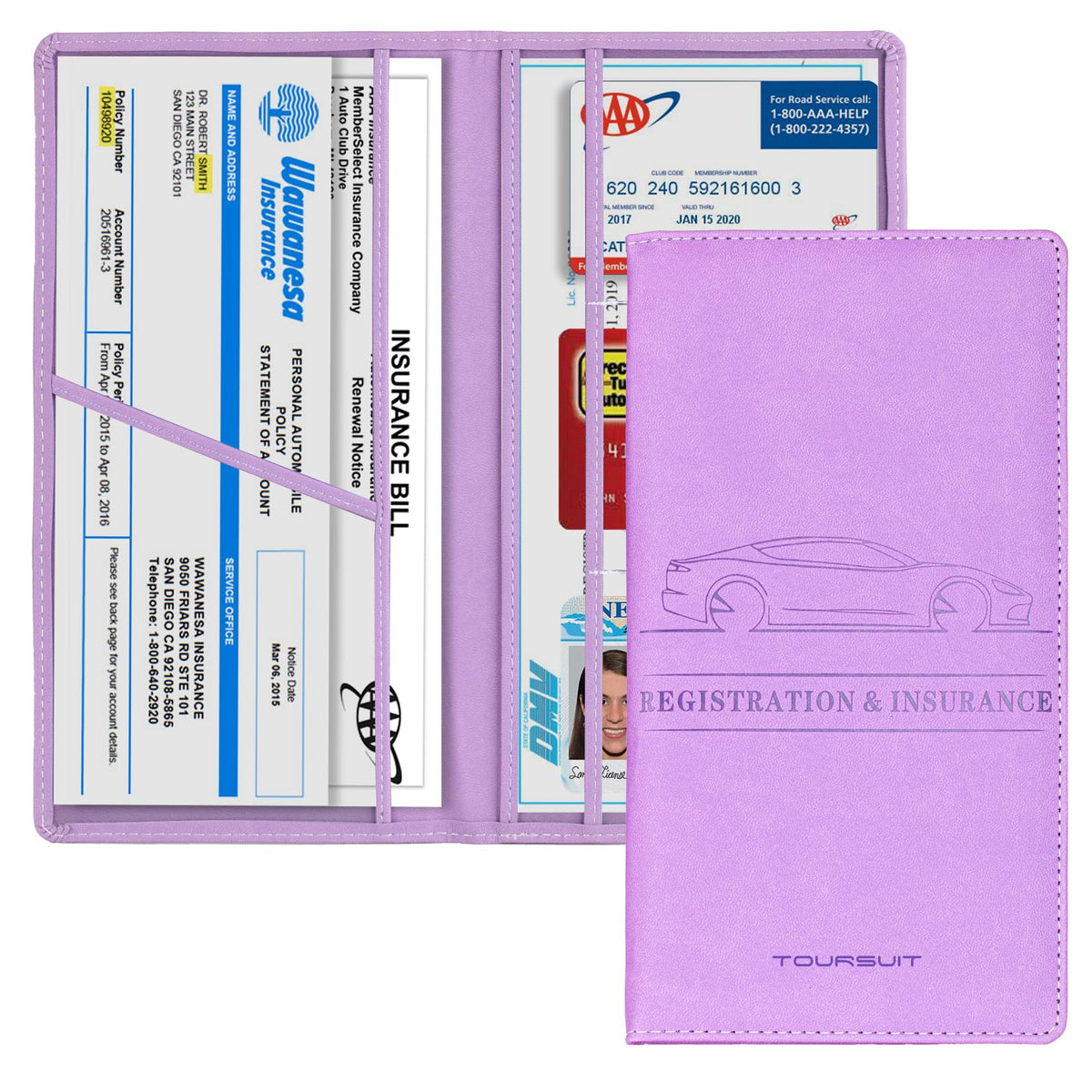TOURSUIT Car Registration & Insurance Card Holder, Carbon Blue