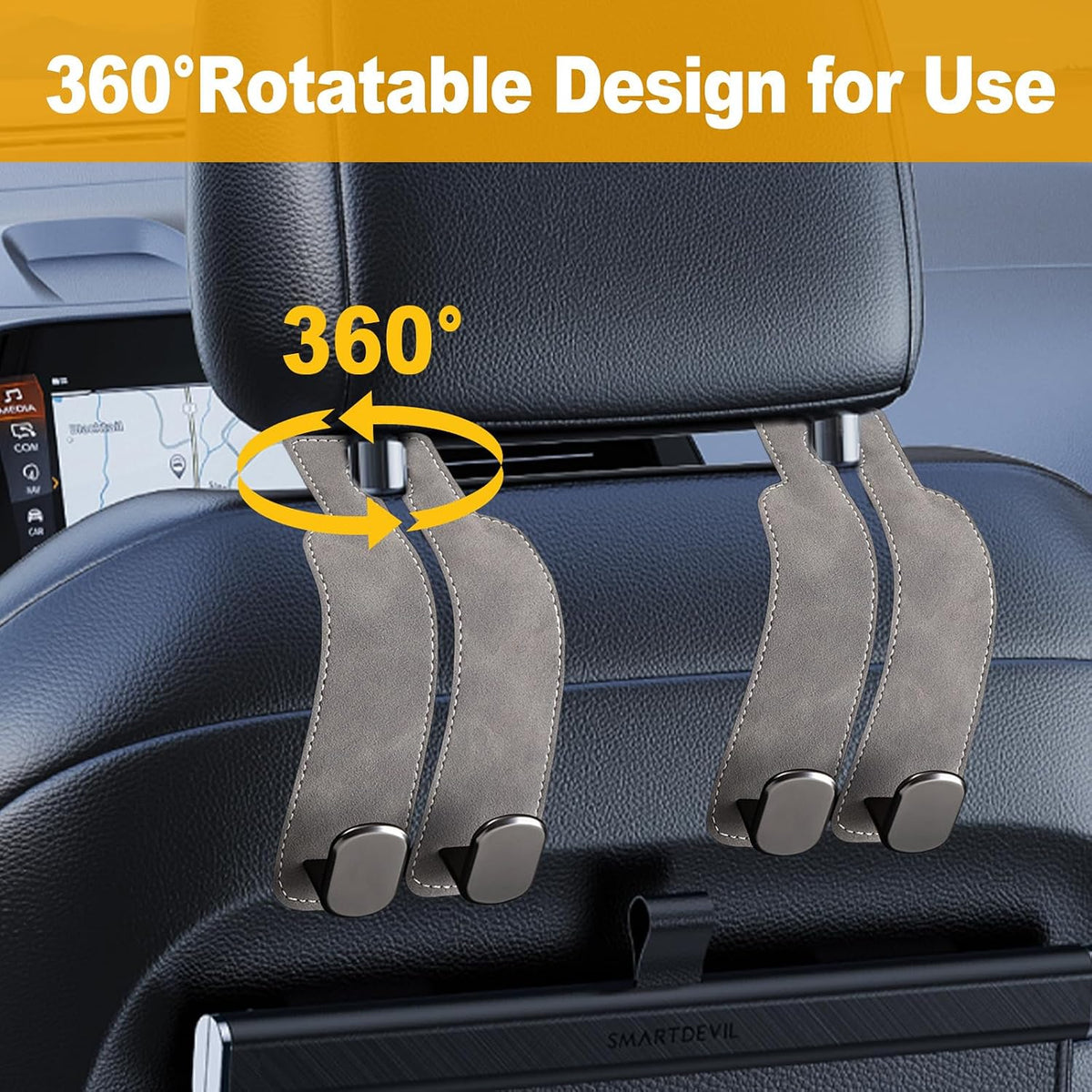 Car Purse Hook Purse Hook for Car Seats Headrest Car Seat Hooks,Heavy Duty Vehicle Organizer for Handbags, Groceries, Purses, Keep Car Tidy (Gray, 2 Pack)