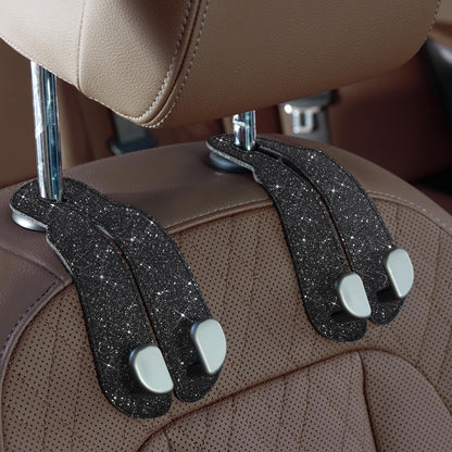 CoBak Purse Hook for Car - Universal Premium Stitched Leather and Aluminum-Magnesium Alloy Double Car Seat Back Storage Hook for Purses, Handbags, Bags (2 Pack),Amethyst Purple