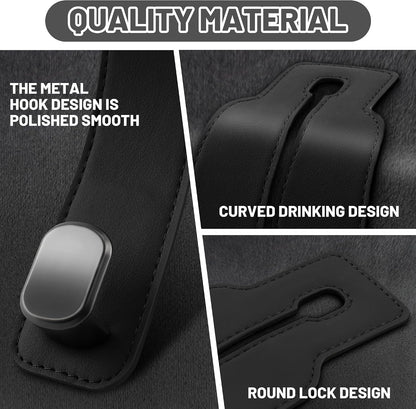 Amelity Car Seat Hook, Purse Hook for Car Headrest 2 Pack, Solid Black