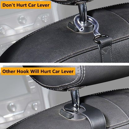 Car Hooks,Car Purse Hook,Car Headrest Hook 2 Pack Leather Headrest Hooks for car Accessories,SUS304 Car Bag Hooks(Black)