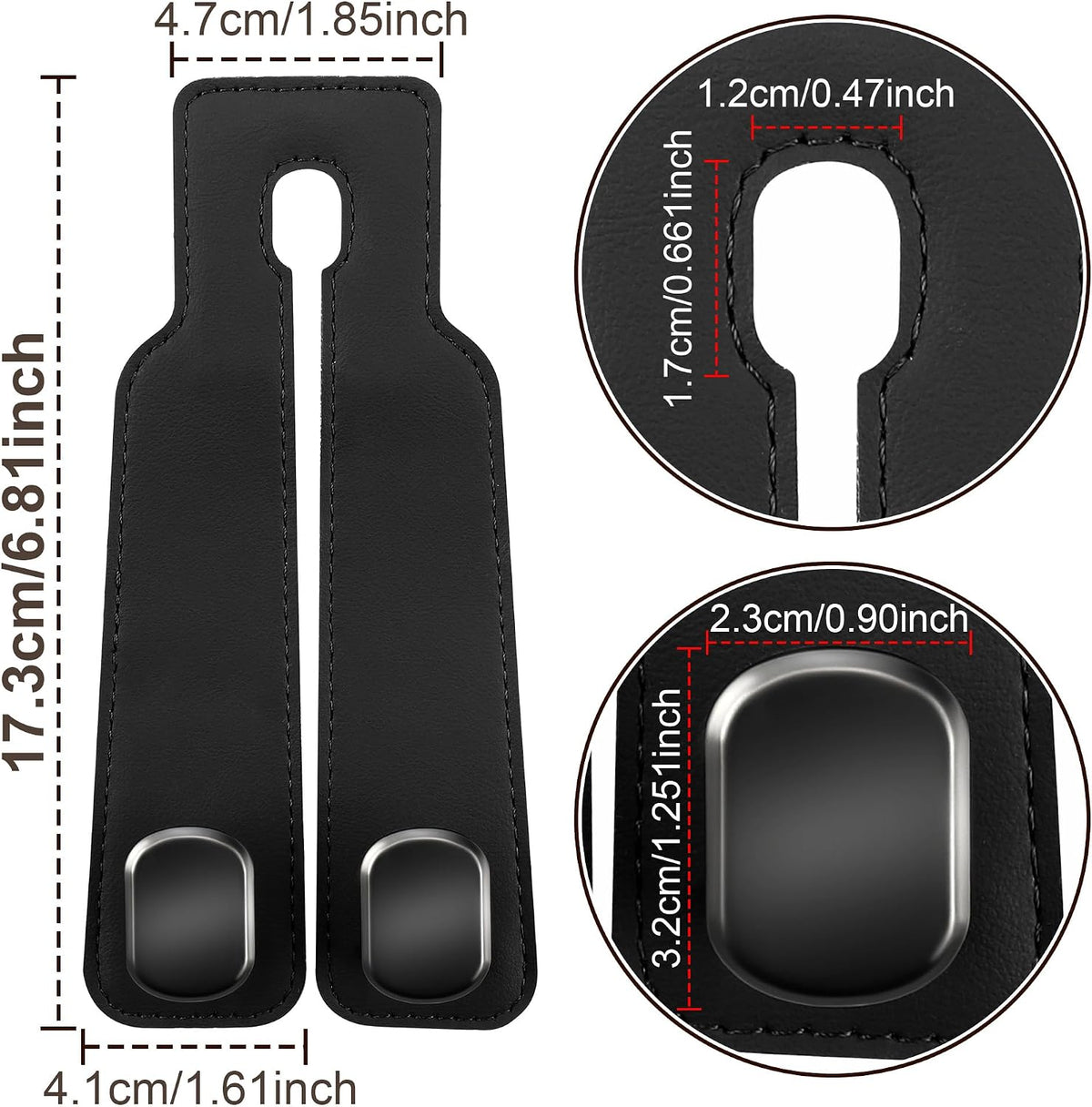 Amelity Car Seat Hook, Purse Hook for Car Headrest 2 Pack, Solid Black