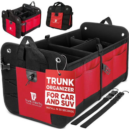 Car Trunk Organizer for SUV & Truck Cargo Storage, Large, Black