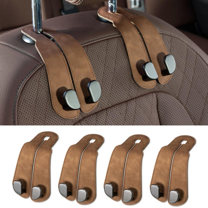 CoBak Purse Hook for Car - Universal Premium Stitched Leather and Aluminum-Magnesium Alloy Double Car Seat Back Storage Hook for Purses, Handbags, Bags (2 Pack),Amethyst Purple