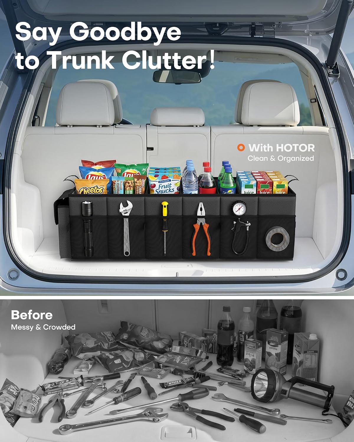 HOTOR Trunk Organizer, Sturdy Foldable with Cooler for Car, Sudan & SUV