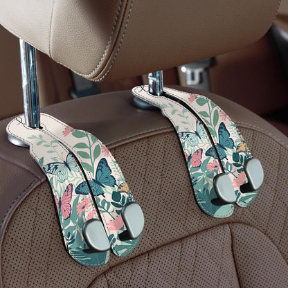 CoBak Purse Hook for Car - Universal Premium Stitched Leather and Aluminum-Magnesium Alloy Double Car Seat Back Storage Hook for Purses, Handbags, Bags (2 Pack),Black