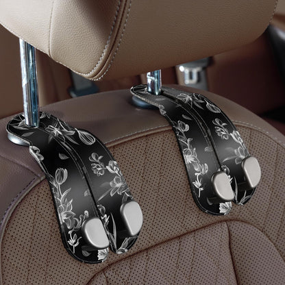 CoBak Purse Hook for Car - Universal Premium Stitched Leather and Aluminum-Magnesium Alloy Double Car Seat Back Storage Hook for Purses, Handbags, Bags (2 Pack),Amethyst Purple