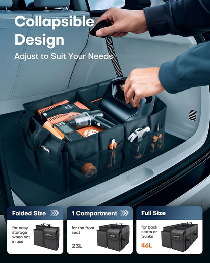 HOTOR Trunk Organizer - Foldable Car Organizer for SUVs & Sedans Storage