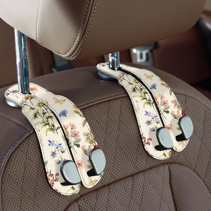 CoBak Purse Hook for Car - Universal Premium Stitched Leather and Aluminum-Magnesium Alloy Double Car Seat Back Storage Hook for Purses, Handbags, Bags (4 Pack),Black