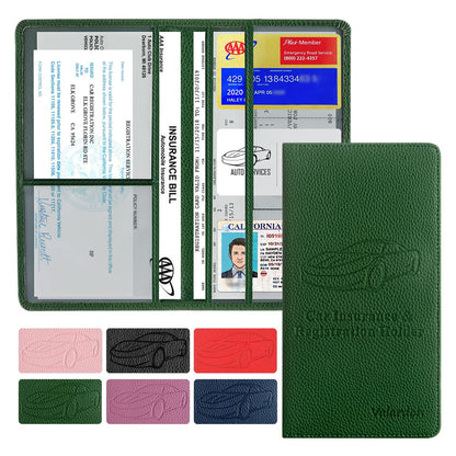 Valardoh Premium Car Registration and Insurance Card Holder, Car Document Holder for Cards, Driver License & other Essential Documents (Black)