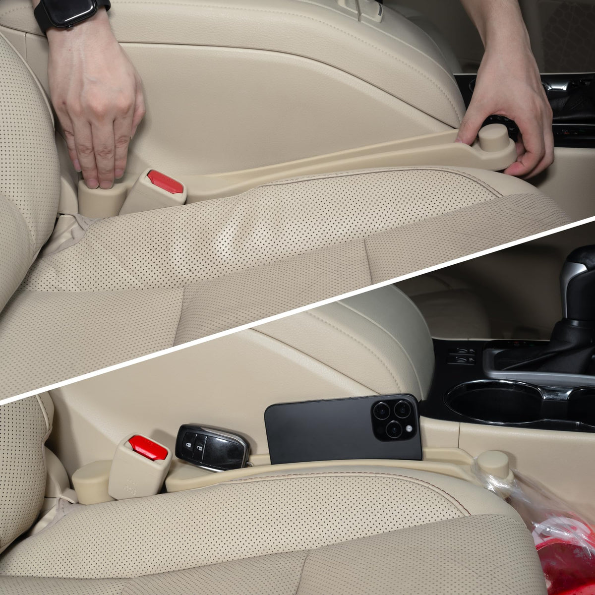 Givifive Car Seat Gap Filler Organizer Soft Foam 3IN1 Storage Slot & Hook