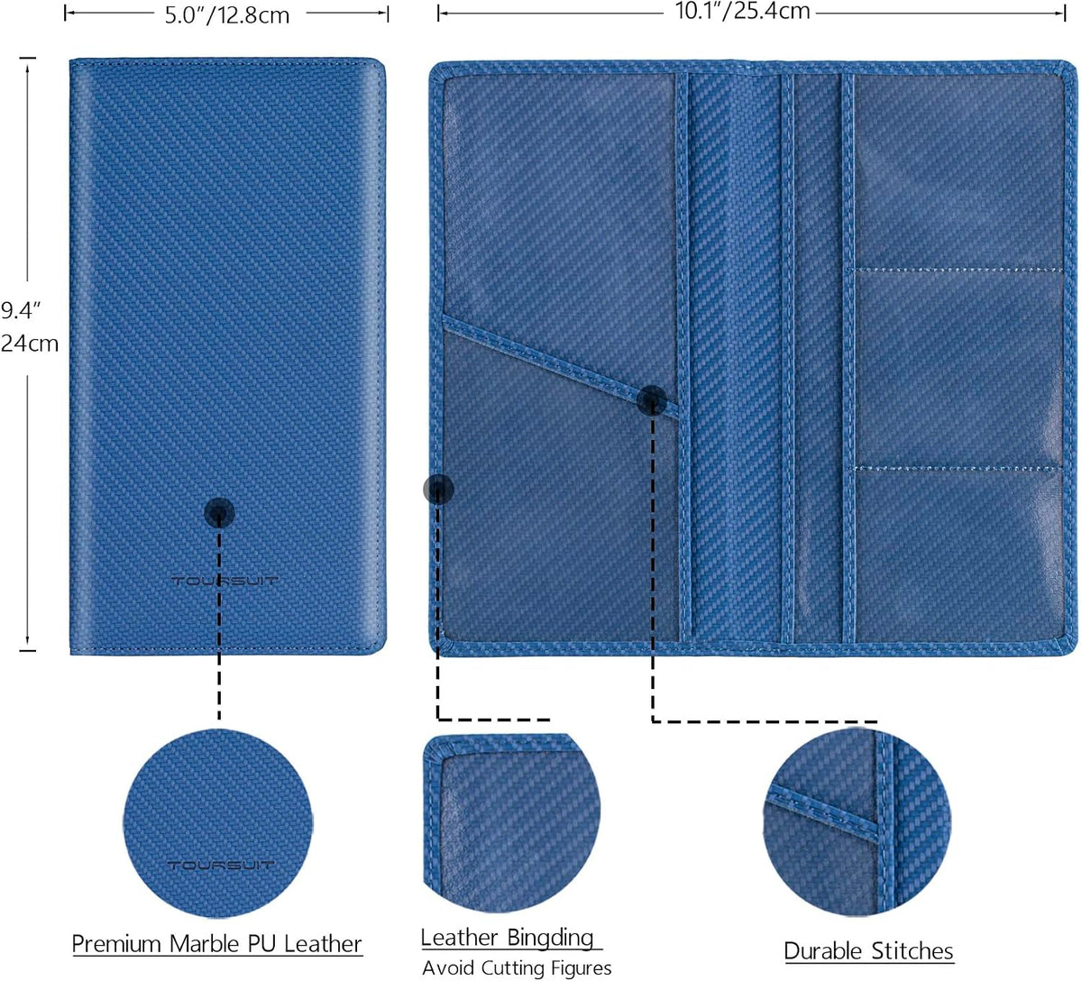 TOURSUIT Car Registration & Insurance Card Holder, Carbon Blue