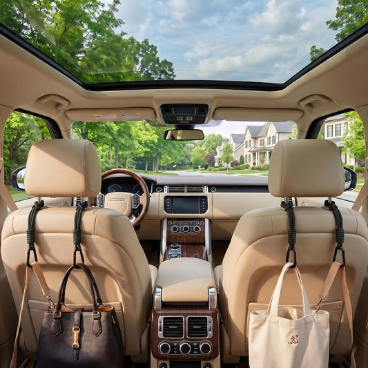 360° Rotating Car Headrest Hooks, Universal Bag Hangers for Cars