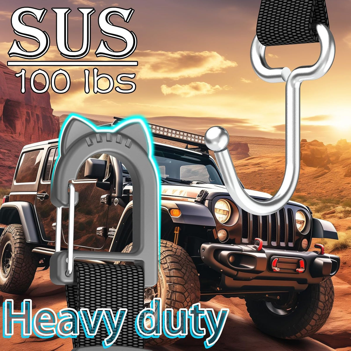 Purse Hook for Car, Adjustable Headrest Hooks, 2 Pack