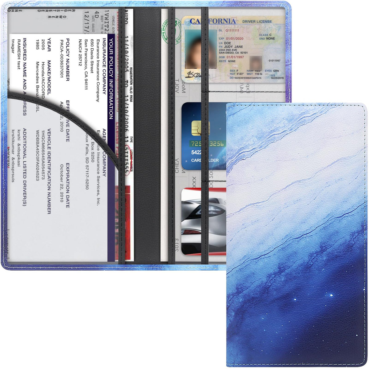 LumiMokki Premium Car Registration & Insurance Card Holder, Black