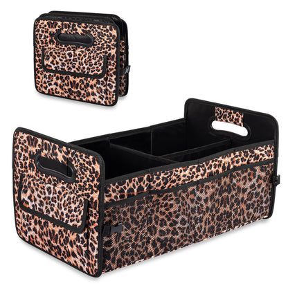 JiatuA Car Trunk Organizer, Car Organizers and Storage Collapsible Multi Compartment Container Box, Adjustable Car Accessories for SUV Sedan Truck, Standard Size, Beige