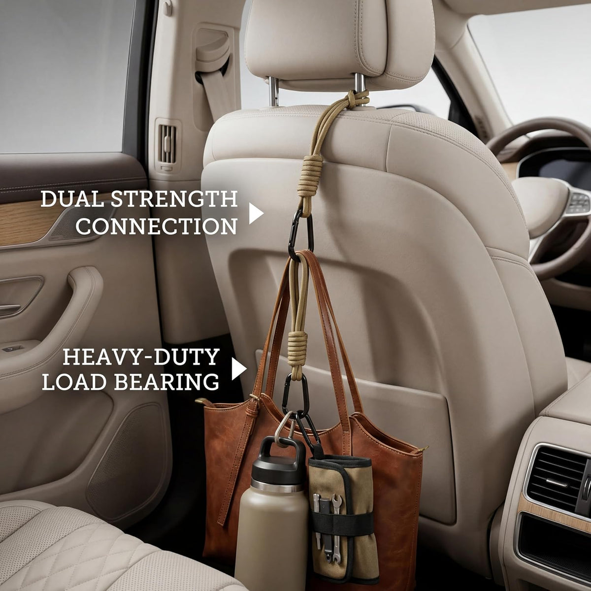 360° Rotating Car Headrest Hooks, Universal Bag Hangers for Cars