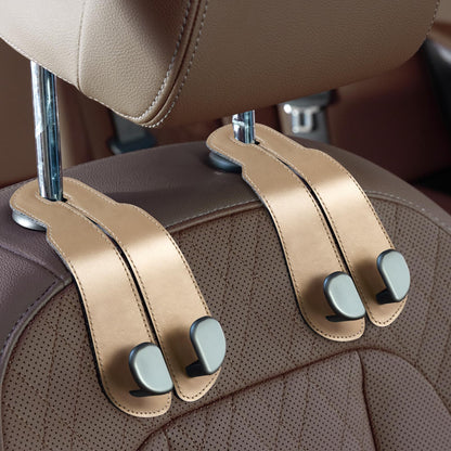 CoBak Purse Hook for Car - Universal Premium Stitched Leather and Aluminum-Magnesium Alloy Double Car Seat Back Storage Hook for Purses, Handbags, Bags (2 Pack),Amethyst Purple