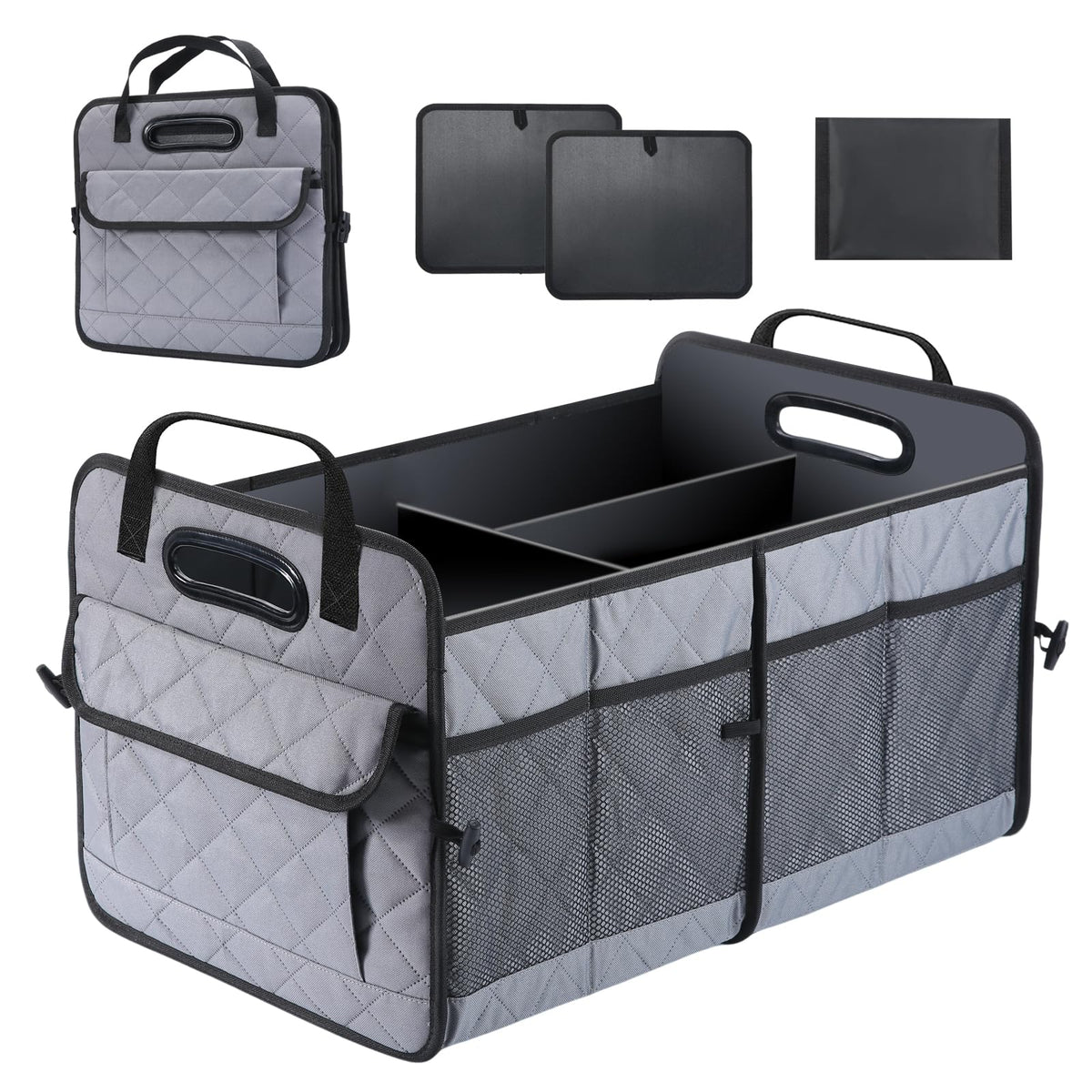 AOPHY Car Trunk Organizer, 75L Large Capacity Waterproof Auto Storage with Non-Slip Bottom Strips, Collapsible Cargo Organizer for Suv, Truck, Sedan, Portable Car Accessories for Women Men(Black)