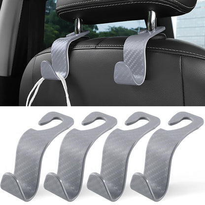 LivTee Car Seat Headrest Hook, Auto Seat Hook Hangers Storage Organizer Interior Accessories for Purse Coats Umbrellas Grocery Bags Handbag, 4-Pack