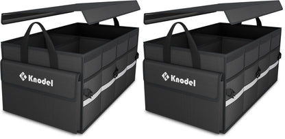 K KNODEL Trunk Organizer with Lid for Car, SUV, and Truck (Medium, Black)