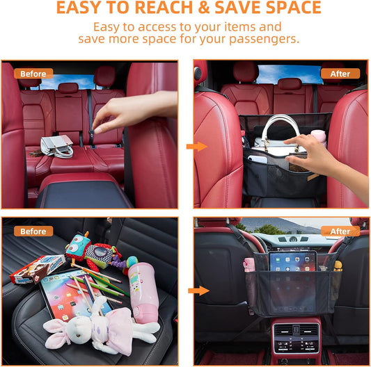 WLLWOO Car Net Pocket Organizer Purse Holder Console Front Seat Storage