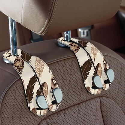 CoBak Purse Hook for Car - Universal Premium Stitched Leather and Aluminum-Magnesium Alloy Double Car Seat Back Storage Hook for Purses, Handbags, Bags (2 Pack),Black