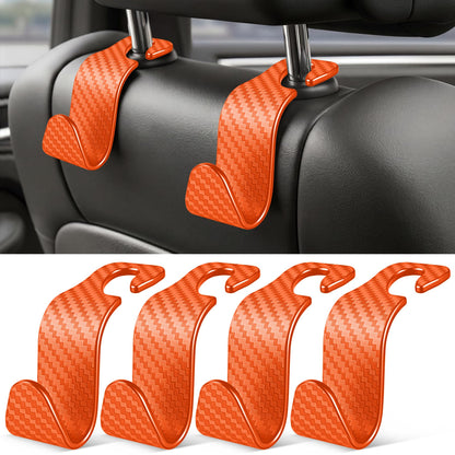 SINGARO 4 Pack Car Seat Headrest Hooks, Vehicle Back Seat Hanger Storage Organizer for Purse Handbag Backpack Coat Grocery, 360° Rotating Heavy Duty Holds 44lbs, Black