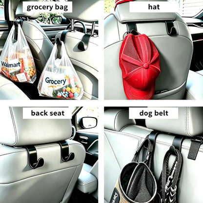 Car Seat Headrest Hooks 4 Pack, Purse Hook for Cars with Non-Slip Lock