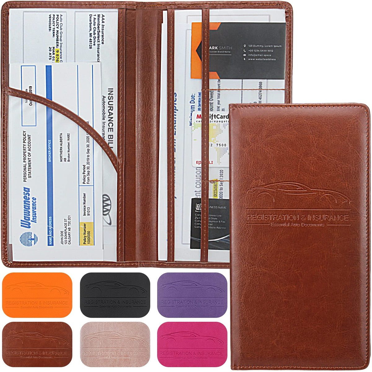 LumiMokki Premium Car Registration & Insurance Card Holder, Black