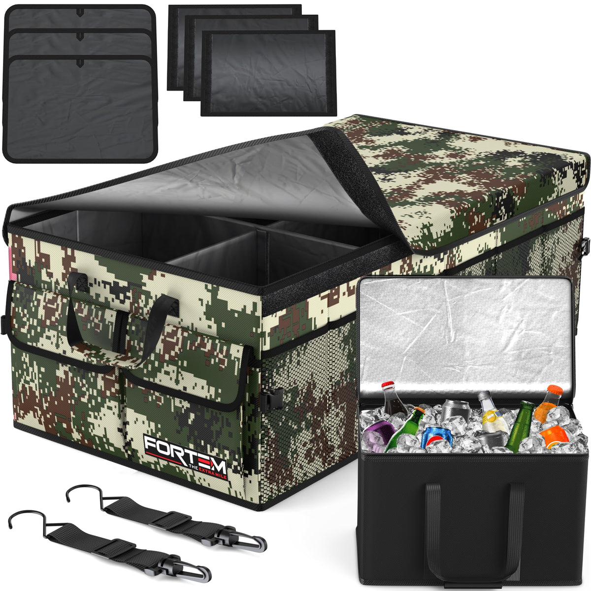FORTEM Trunk Organizer - Foldable Car Organizer & Storage for SUVs & Trucks