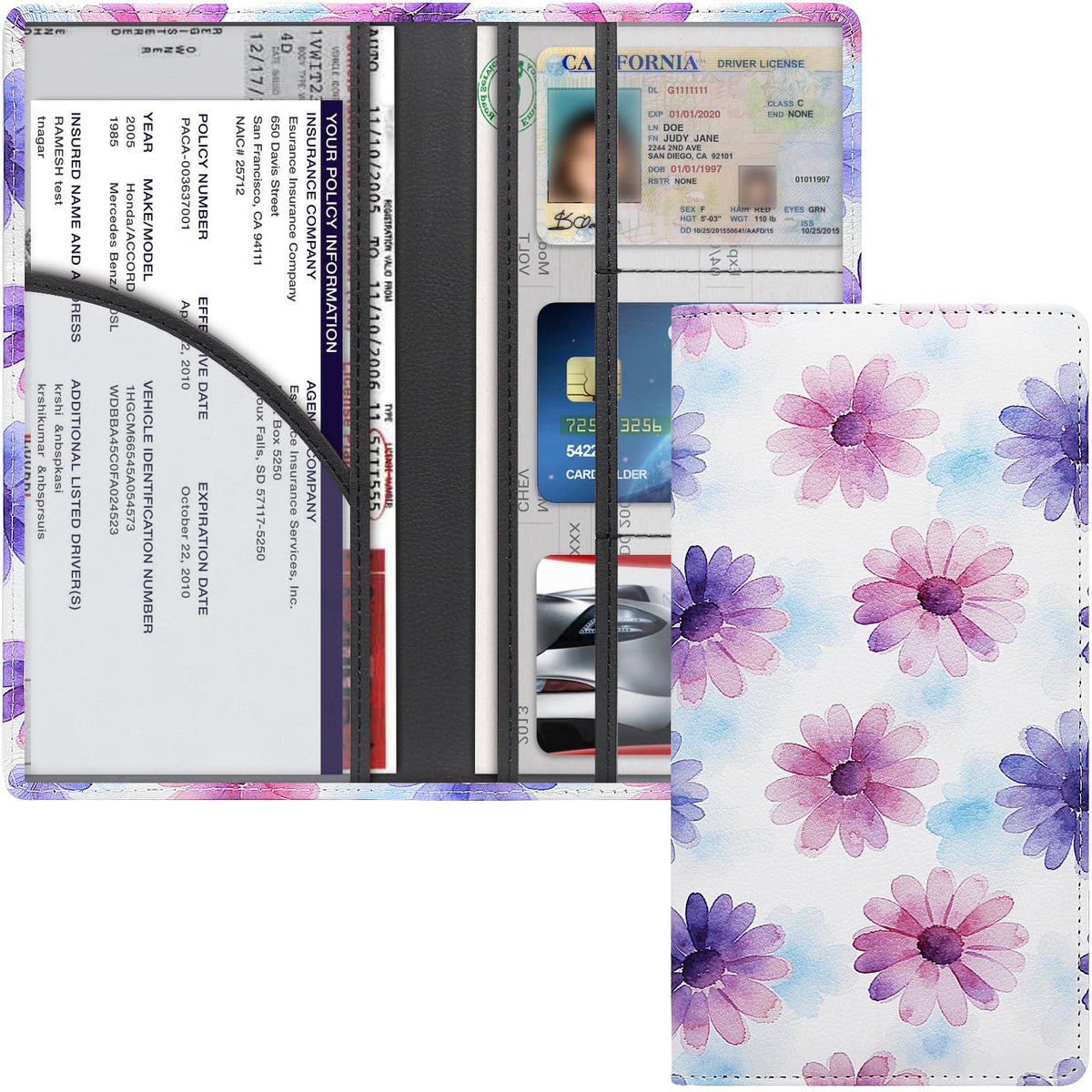 LumiMokki Premium Car Registration & Insurance Card Holder, Black
