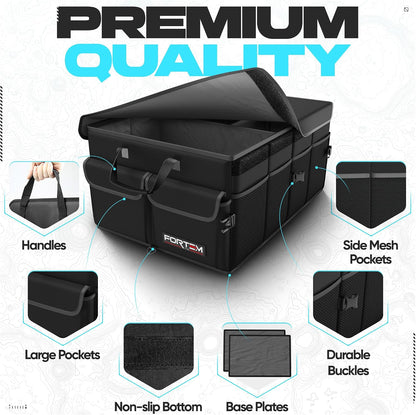 FORTEM Trunk Organizer - Foldable Car Organizer & Storage for SUVs & Trucks
