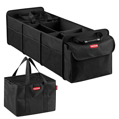 Rubbermaid Car Organizer, Collapsible Trunk Organizer, Multi-Compartment Car Storage Organization for Car Accessories, 3 Compartments With Cover, 23.23"*12.99"*11.81"