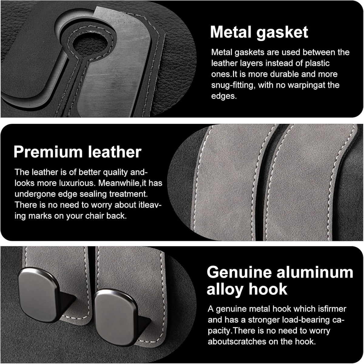Car Purse Hook Purse Hook for Car Seats Headrest Car Seat Hooks,Heavy Duty Vehicle Organizer for Handbags, Groceries, Purses, Keep Car Tidy (Gray, 2 Pack)