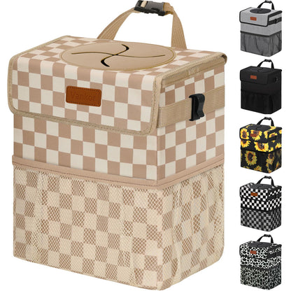 Vankor Car Trash Can with Lid Leak Proof Car Accessories for Women
