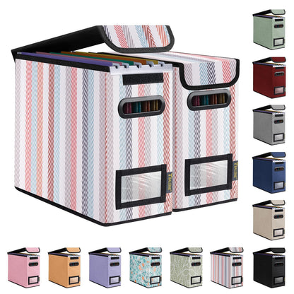 BALEINE File Organizer Box with Lid, Collapsible Hanging File Storage Box