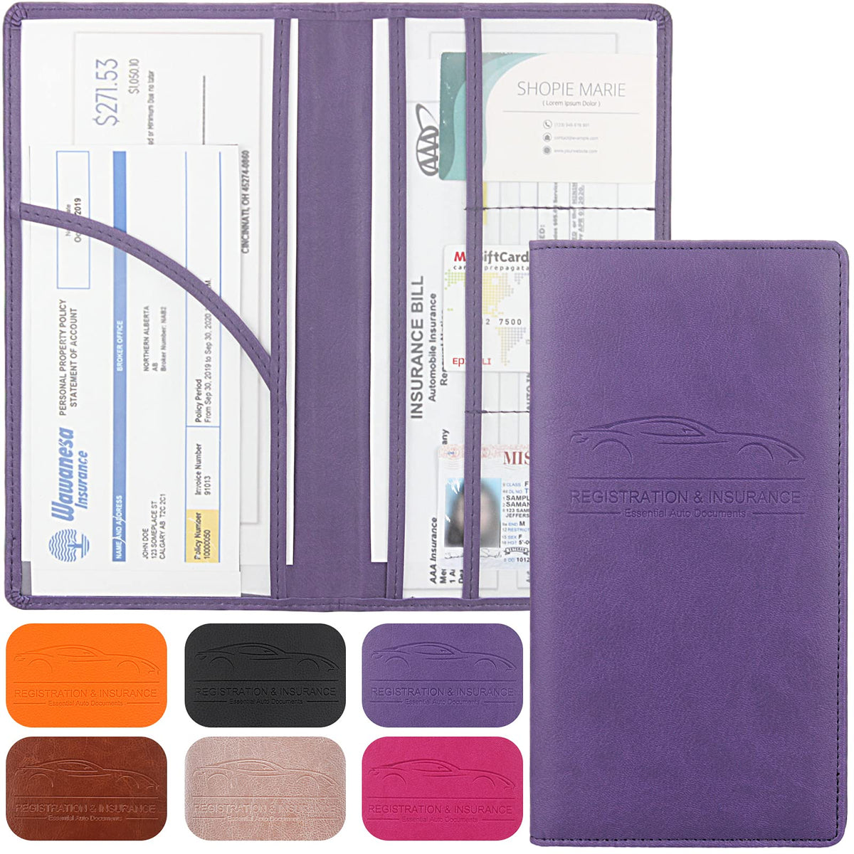 LumiMokki Premium Car Registration & Insurance Card Holder, Black