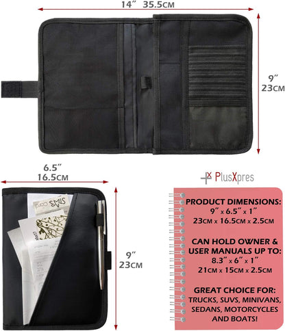 PlusXpres Glove Box Compartment Organizer - Car Document Holder - Black