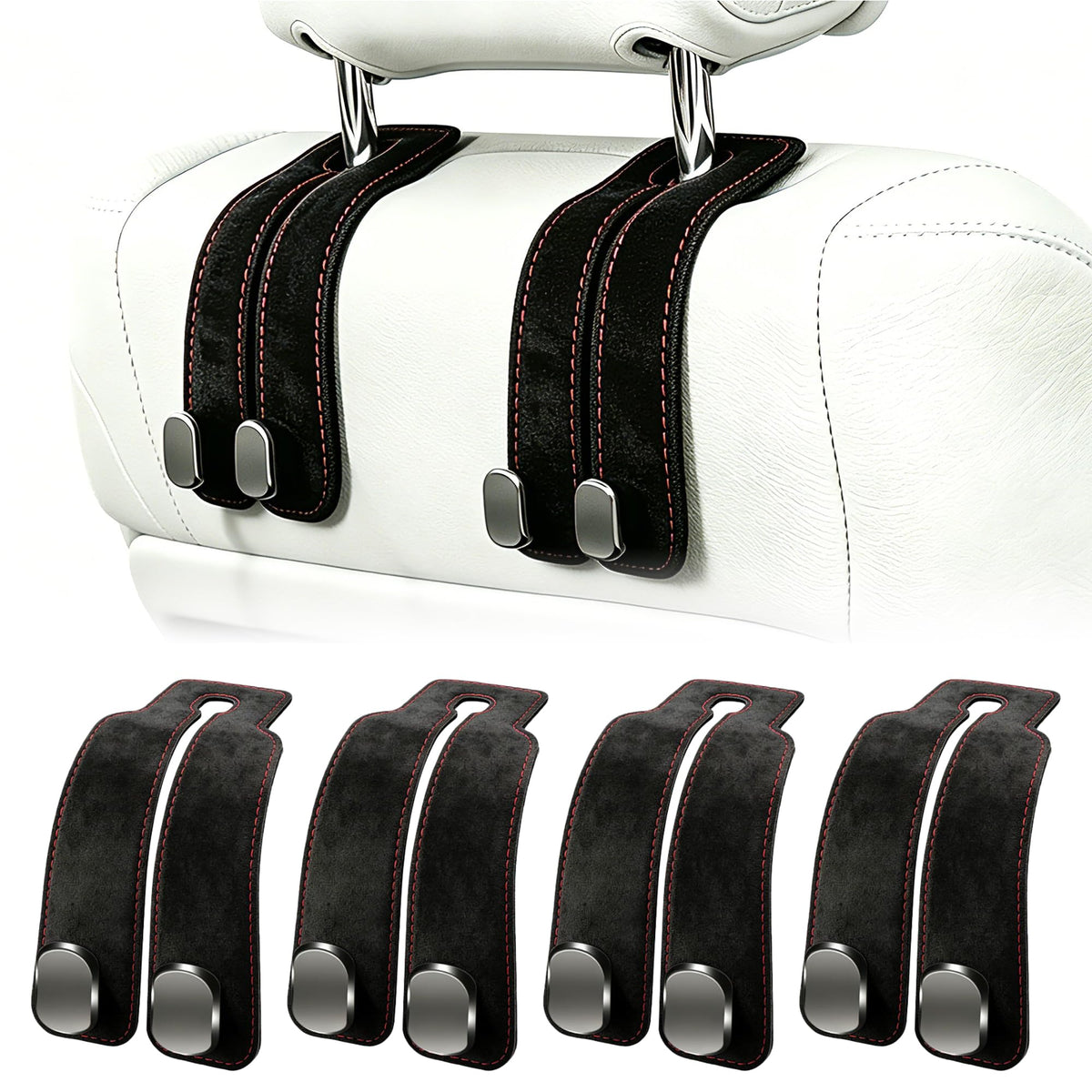 Amelity Car Headrest Hooks, Purse Hook for Car 2 Pack Gray