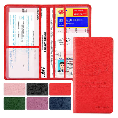 Valardoh Premium Car Registration and Insurance Card Holder, Car Document Holder for Cards, Driver License & other Essential Documents (Black)
