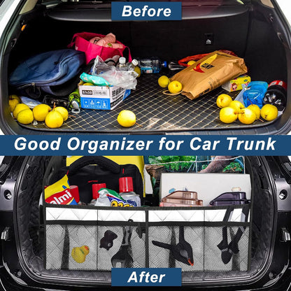 Deosk Car Trunk Organizer for SUV, Car Organizers and Storage with Reinforced Handles, Car Accessories for Women/Men 70L Waterproof Polyester Trunk Organizer(Large, Beige)