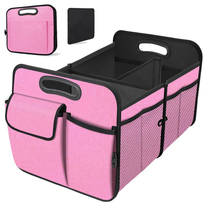 Trunk Organizer, Collapsible Waterproof car Trunk Organizer for SUVs & Sedans, Car Storage Organizers with Reinforced Handles, Car Accessories for Women and Men, 2 Compartments, 52L, Black
