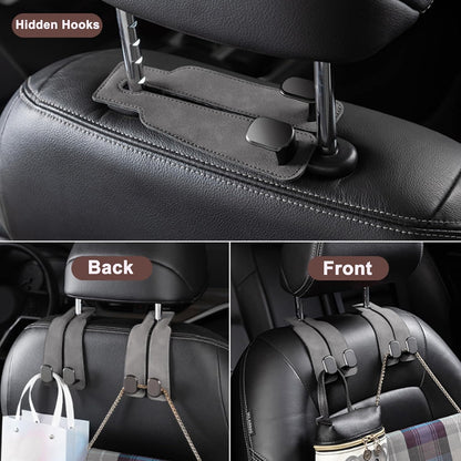 Amelity Car Headrest Hooks, Purse Hook for Car 2 Pack Gray