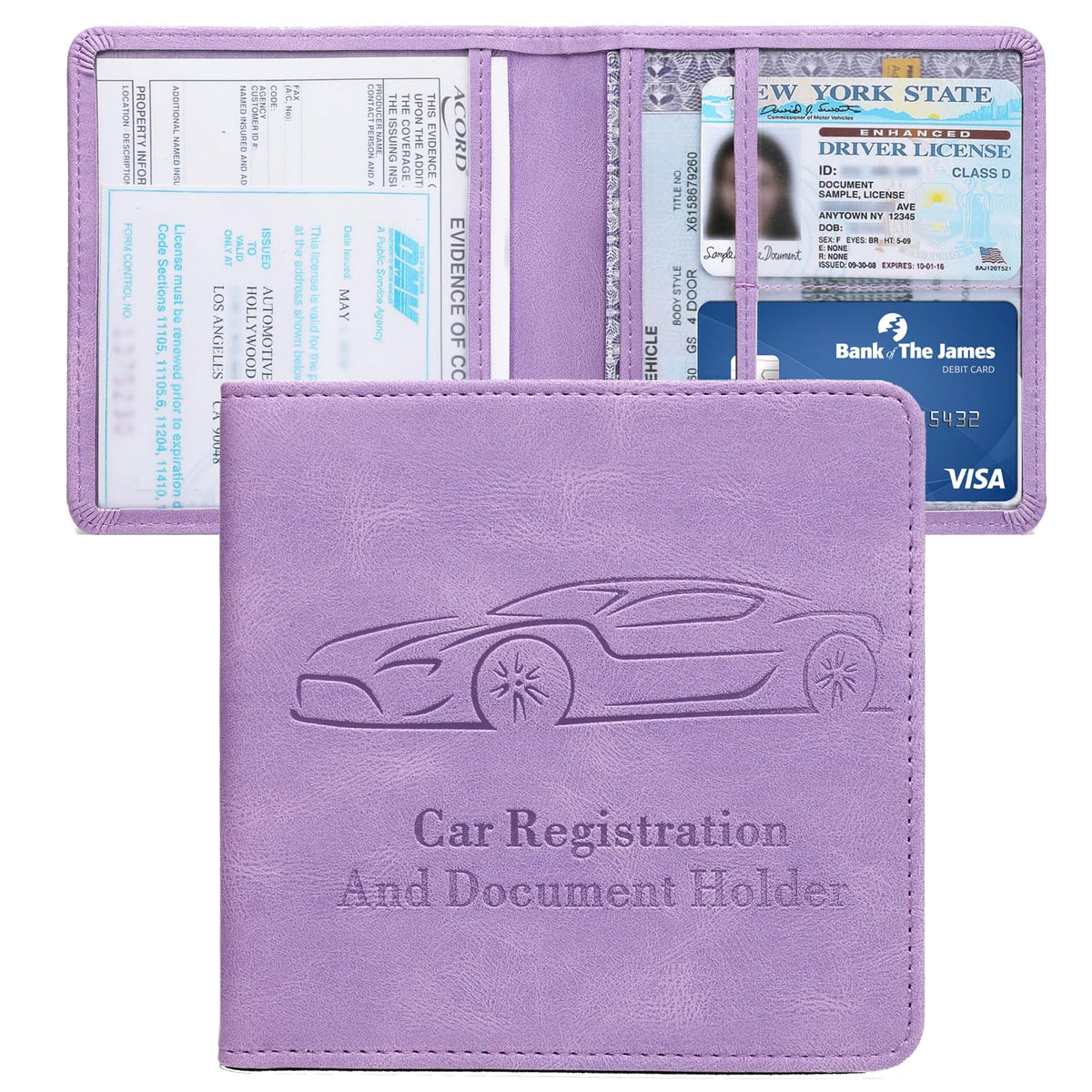 Car Registration and Insurance Holder, Vehicle Glove Box Car Organizer with Magnetic Closure for Documents, Cards, License Car Organization, 1-Pack Black
