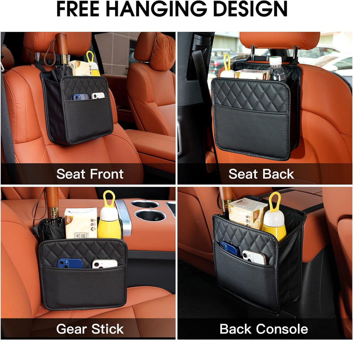FrgKbTm Car Seat Back Hanging Bag Car Document Holder Multi-Pocket Bottle Bag Storage Box Organizer Travel Tidy Pouch Pocket Kids