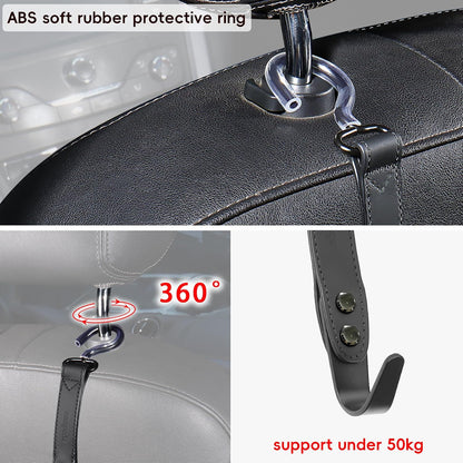 Car Hooks,Car Purse Hook,Car Headrest Hook 2 Pack Leather Headrest Hooks for car Accessories,SUS304 Car Bag Hooks(Black)