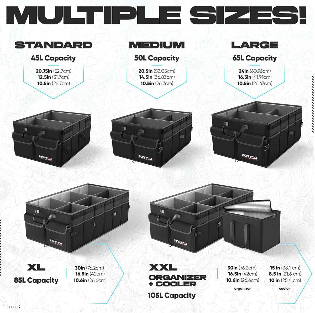 FORTEM Trunk Organizer - Foldable Car Organizer & Storage for SUVs & Trucks